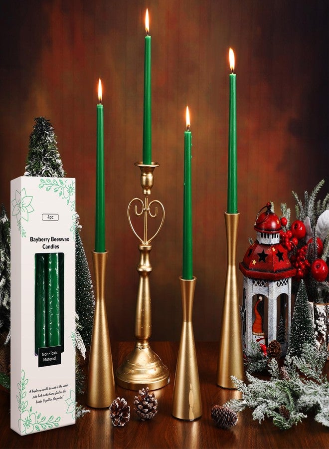Conelist 4 Pcs 9 Inch Christmas Bayberry Scented Tapers Candles - Green Bayberry Legend Dripless Beewax Candle Sticks with Cotton Wick - Gift for Christmas Holiday Celebration - Image 1